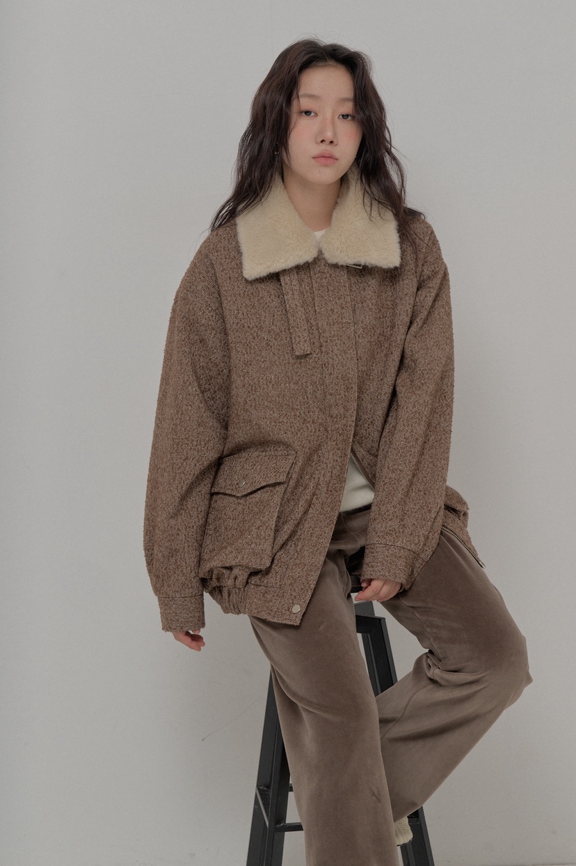 ATHEA韓國直郵㊣女士新品休閑25秋冬人氣熱賣夾克粗花呢羊毛ATHEA夾克