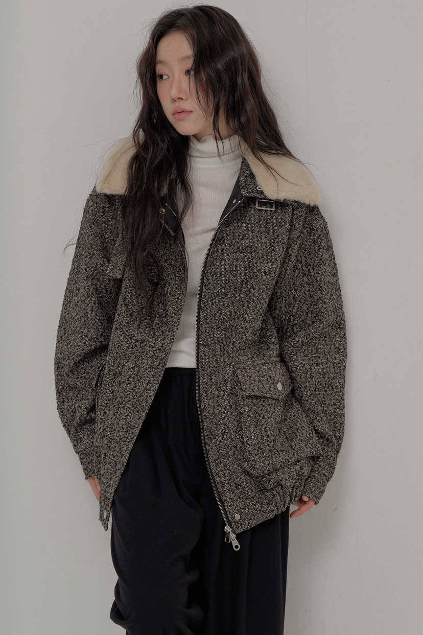 ATHEA韓國直郵㊣女士新品休閑25秋冬人氣熱賣夾克粗花呢羊毛ATHEA夾克