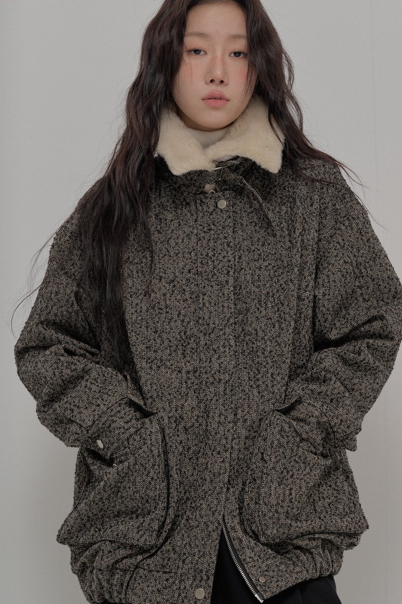 ATHEA韓國直郵㊣女士新品休閑25秋冬人氣熱賣夾克粗花呢羊毛ATHEA夾克