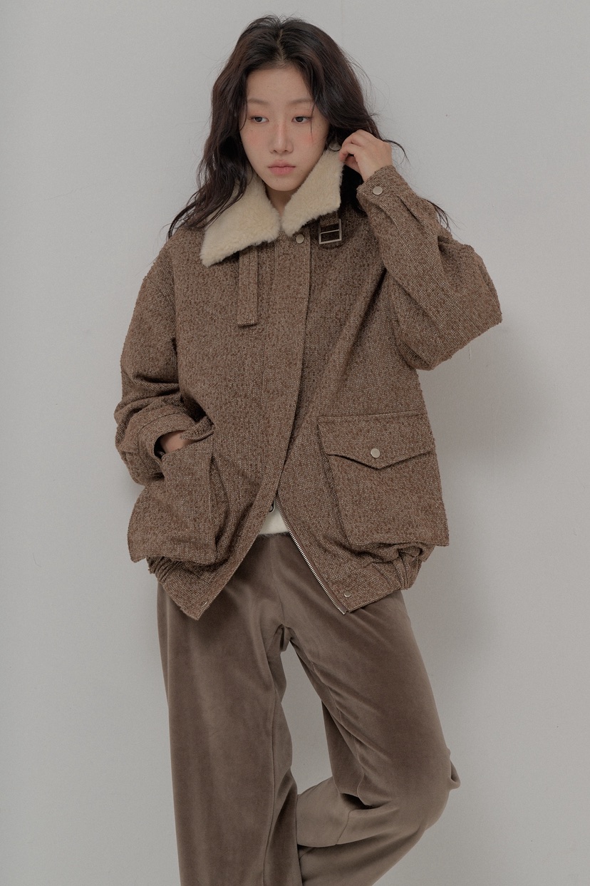 ATHEA韓國直郵㊣女士新品休閑25秋冬人氣熱賣夾克粗花呢羊毛ATHEA夾克圖色1