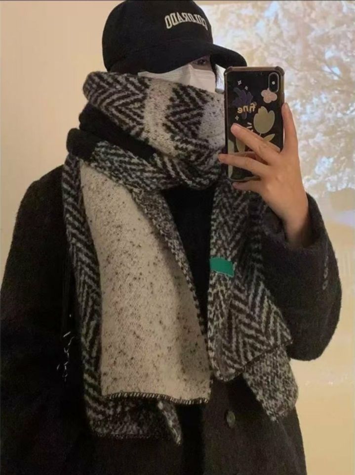 EBADA東大門㊣代購女士新品休閑25秋冬真品圍巾披肩人字紋披肩EBADA圍巾/披肩