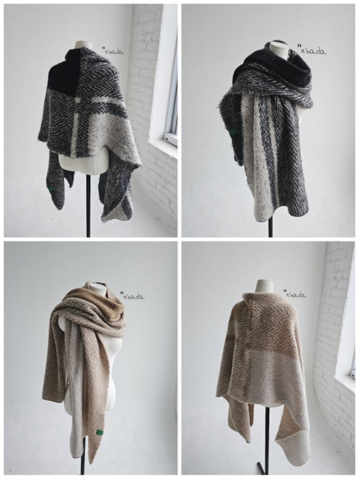 EBADA東大門㊣代購女士新品休閑25秋冬真品圍巾披肩人字紋披肩EBADA圍巾/披肩