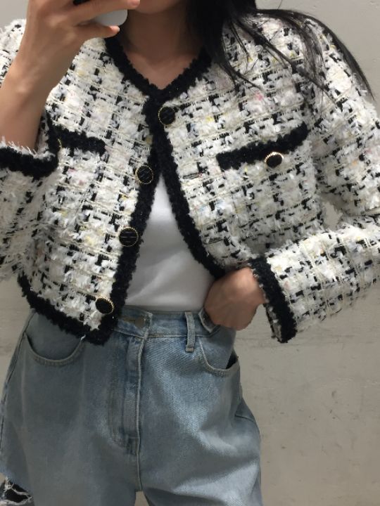 mars韓國代購㊣女士新款時尚25秋冬人氣休閑真品夾克粗花呢mars夾克