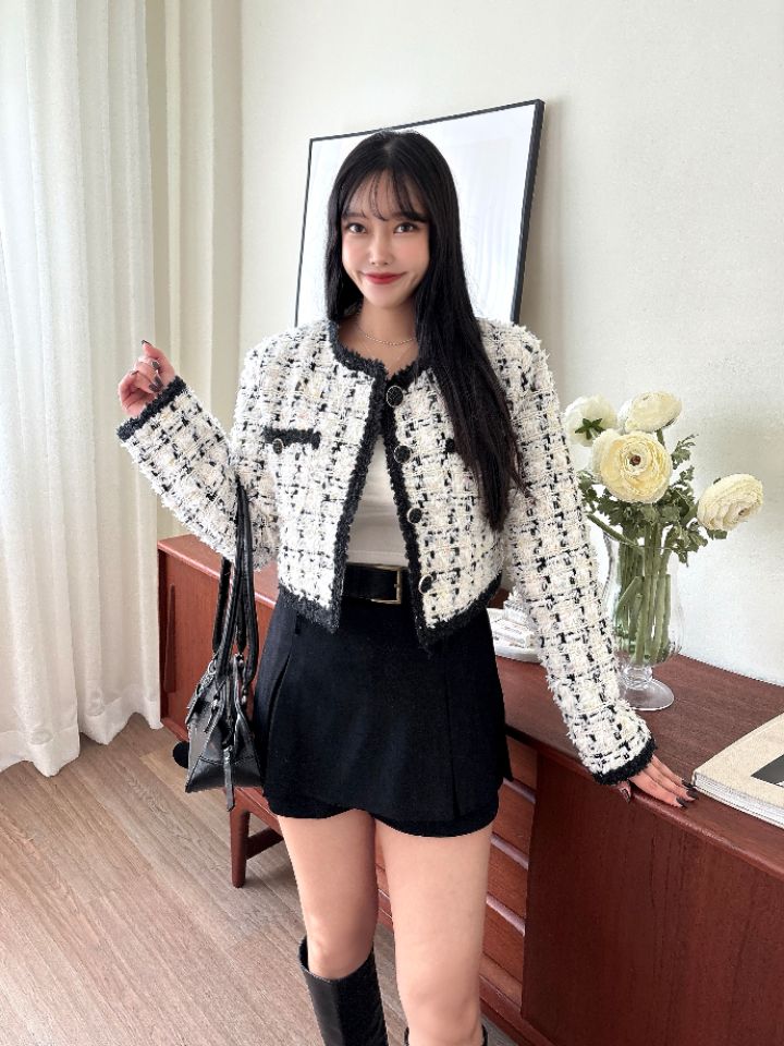 mars韓國代購㊣女士新款時尚25秋冬人氣休閑真品夾克粗花呢mars夾克