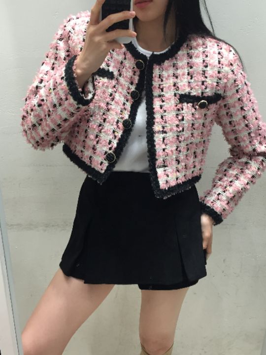 mars韓國代購㊣女士新款時尚25秋冬人氣休閑真品夾克粗花呢mars夾克