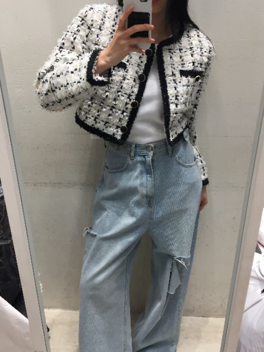 mars韓國代購㊣女士新款時尚25秋冬人氣休閑真品夾克粗花呢mars夾克