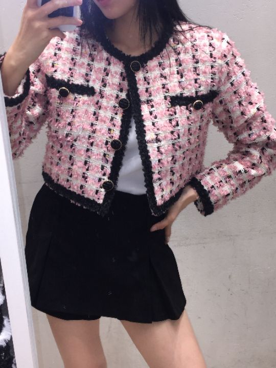 mars韓國代購㊣女士新款時尚25秋冬人氣休閑真品夾克粗花呢mars夾克