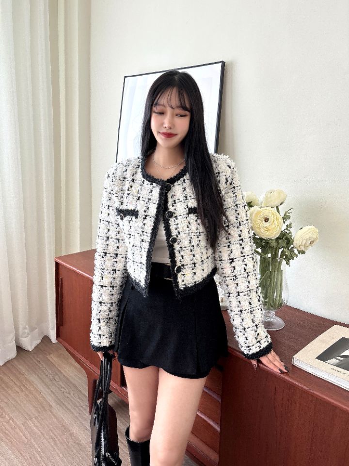 mars韓國代購㊣女士新款時尚25秋冬人氣休閑真品夾克粗花呢mars夾克