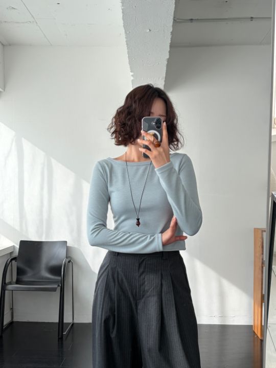 CALLIT韓國直郵㊣女裝新款時尚職業熱賣休閑25秋冬長袖T恤船領CALLIT長袖T恤