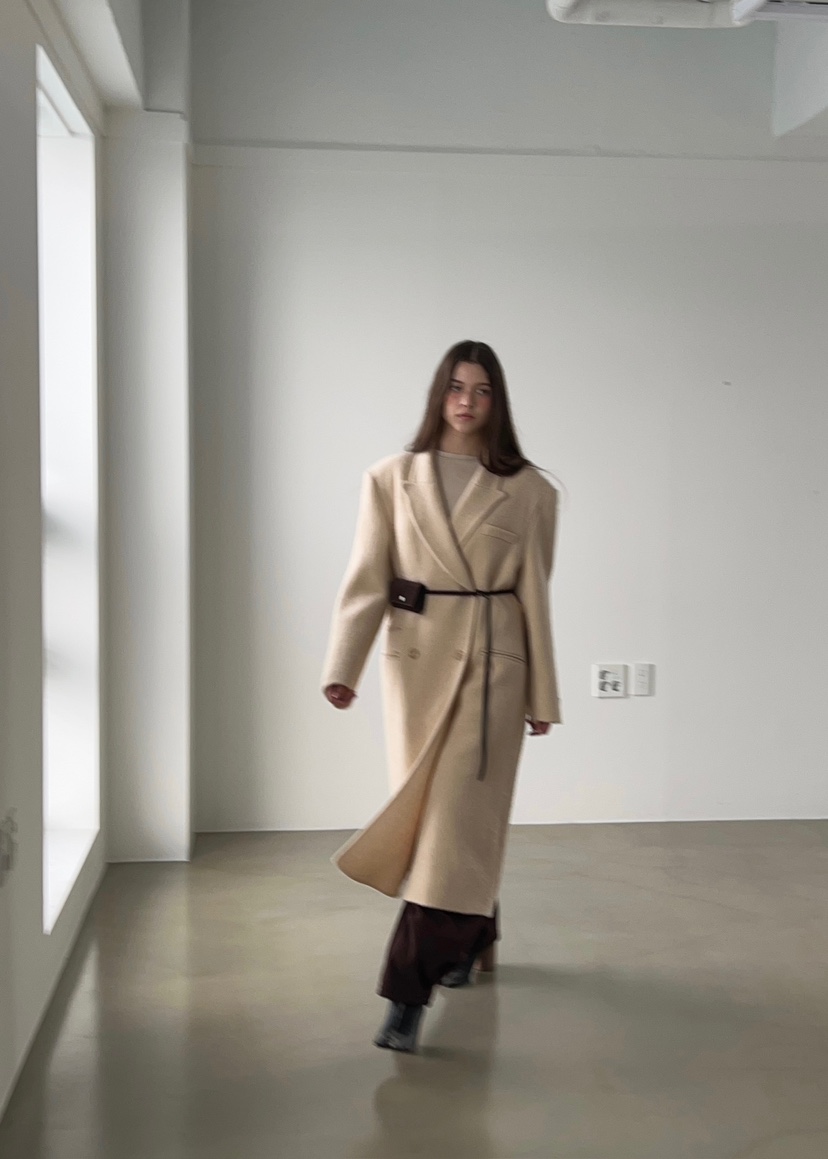 ANOTHER AVENUE東大門㊣代購女士新款人氣中長款大衣羊駝毛手工羊毛ANOTHER AVENUE中長款大衣