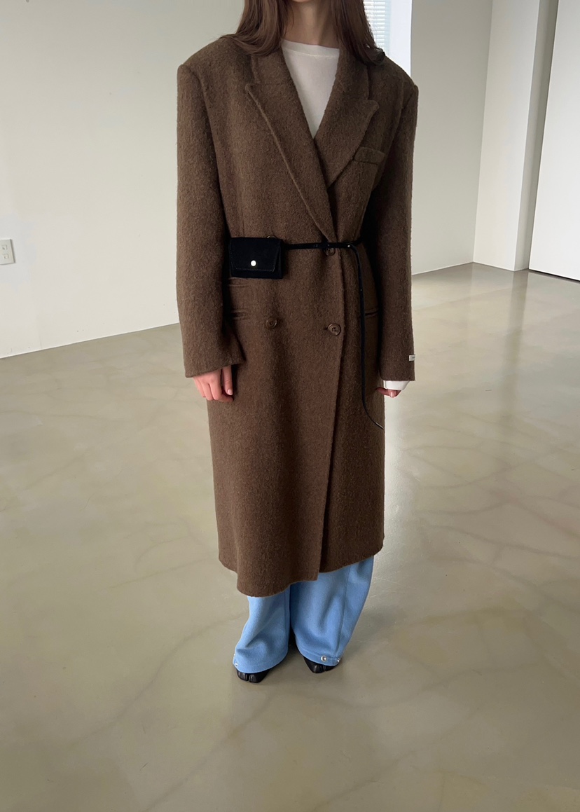 ANOTHER AVENUE東大門㊣代購女士新款人氣中長款大衣羊駝毛手工羊毛ANOTHER AVENUE中長款大衣