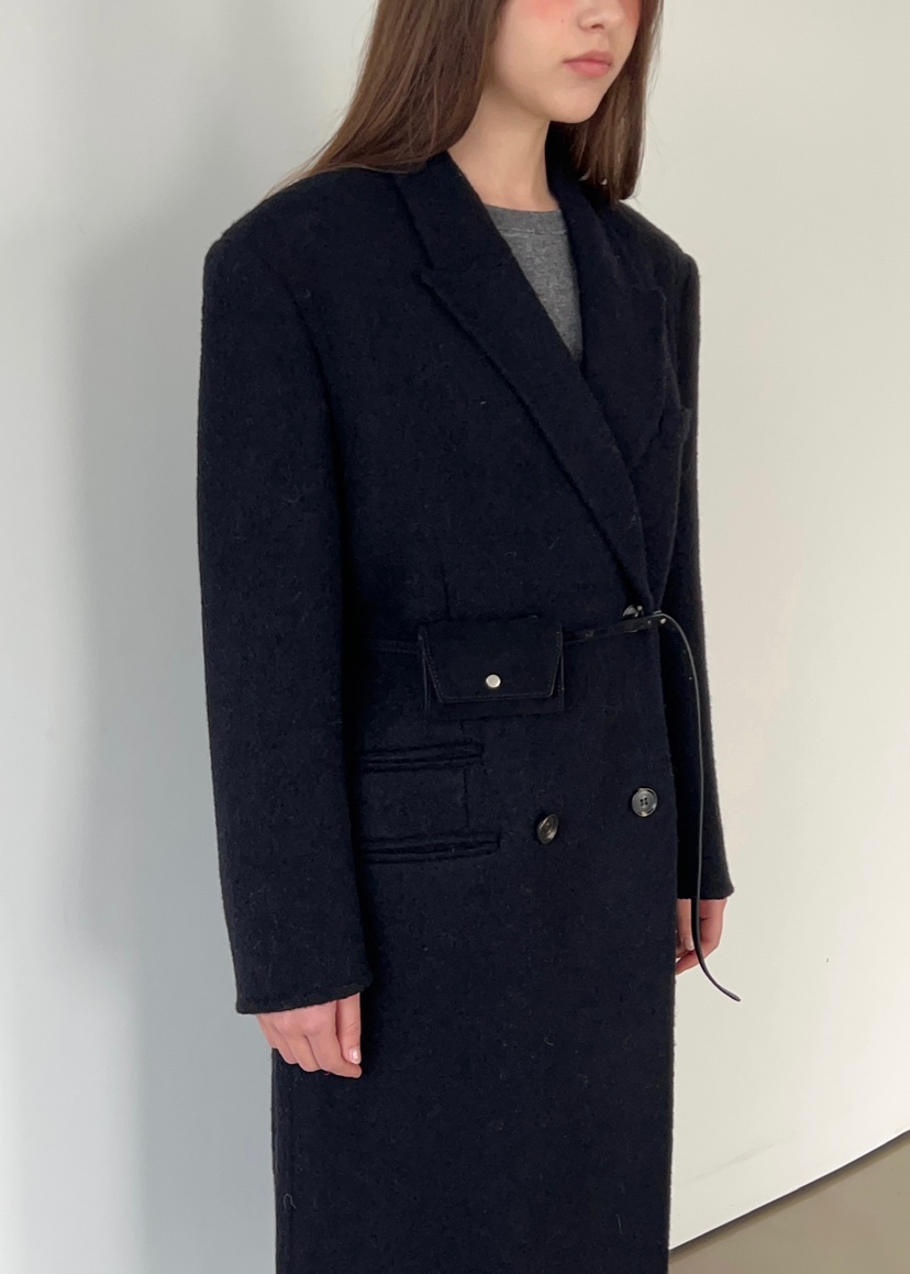 ANOTHER AVENUE東大門㊣代購女士新款人氣中長款大衣羊駝毛手工羊毛ANOTHER AVENUE中長款大衣