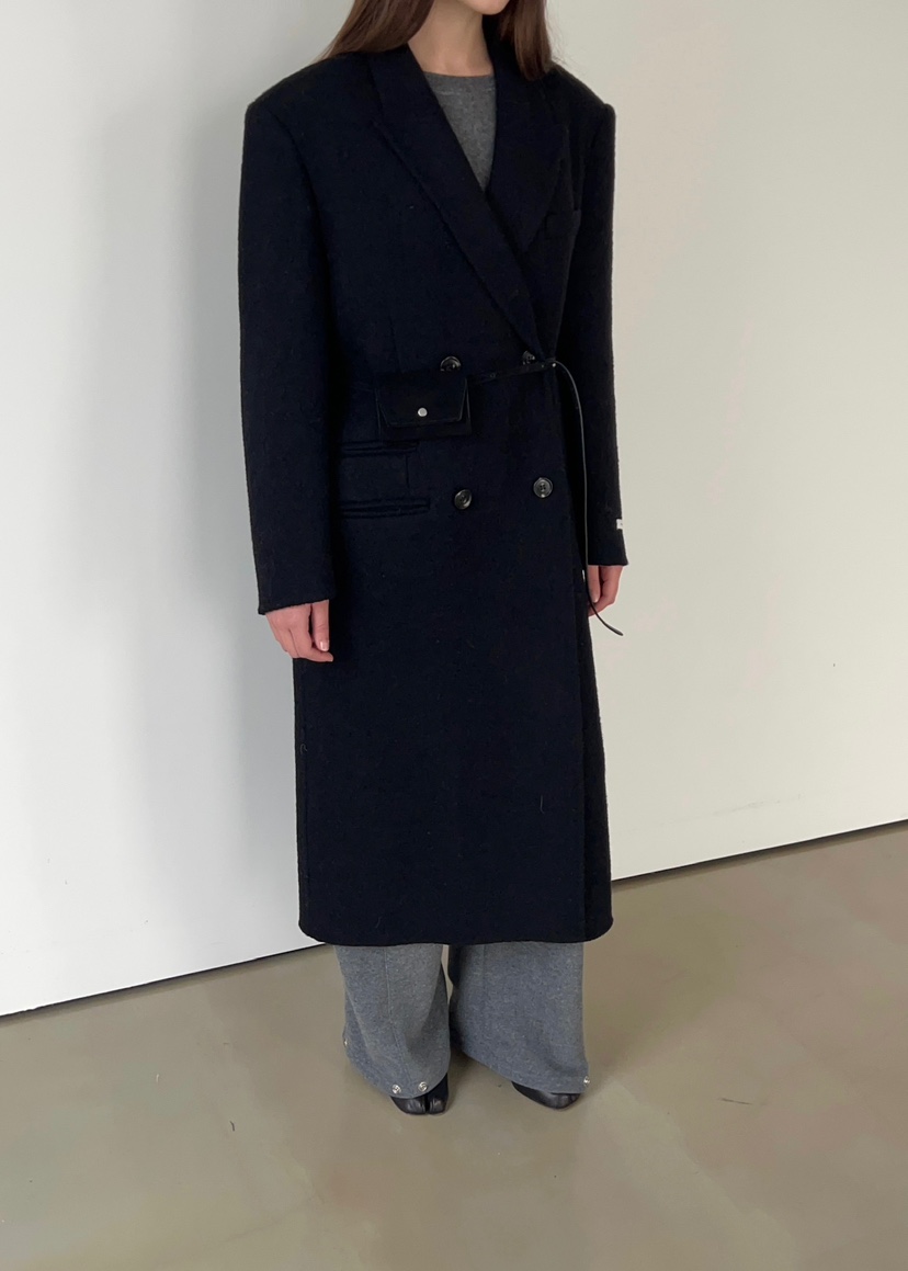 ANOTHER AVENUE東大門㊣代購女士新款人氣中長款大衣羊駝毛手工羊毛ANOTHER AVENUE中長款大衣