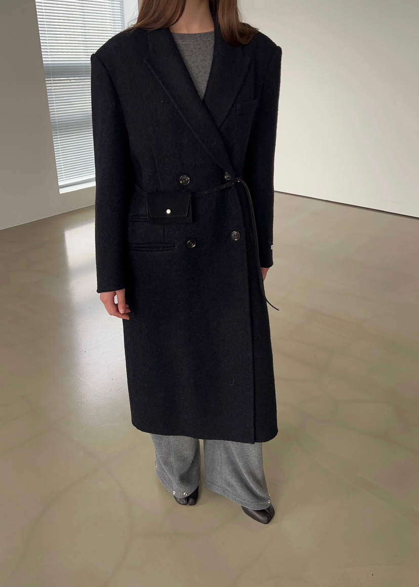 ANOTHER AVENUE東大門㊣代購女士新款人氣中長款大衣羊駝毛手工羊毛ANOTHER AVENUE中長款大衣