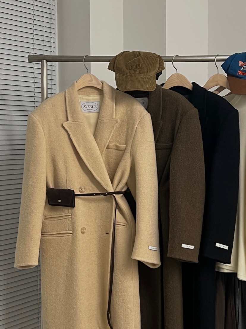 ANOTHER AVENUE東大門㊣代購女士新款人氣中長款大衣羊駝毛手工羊毛ANOTHER AVENUE中長款大衣