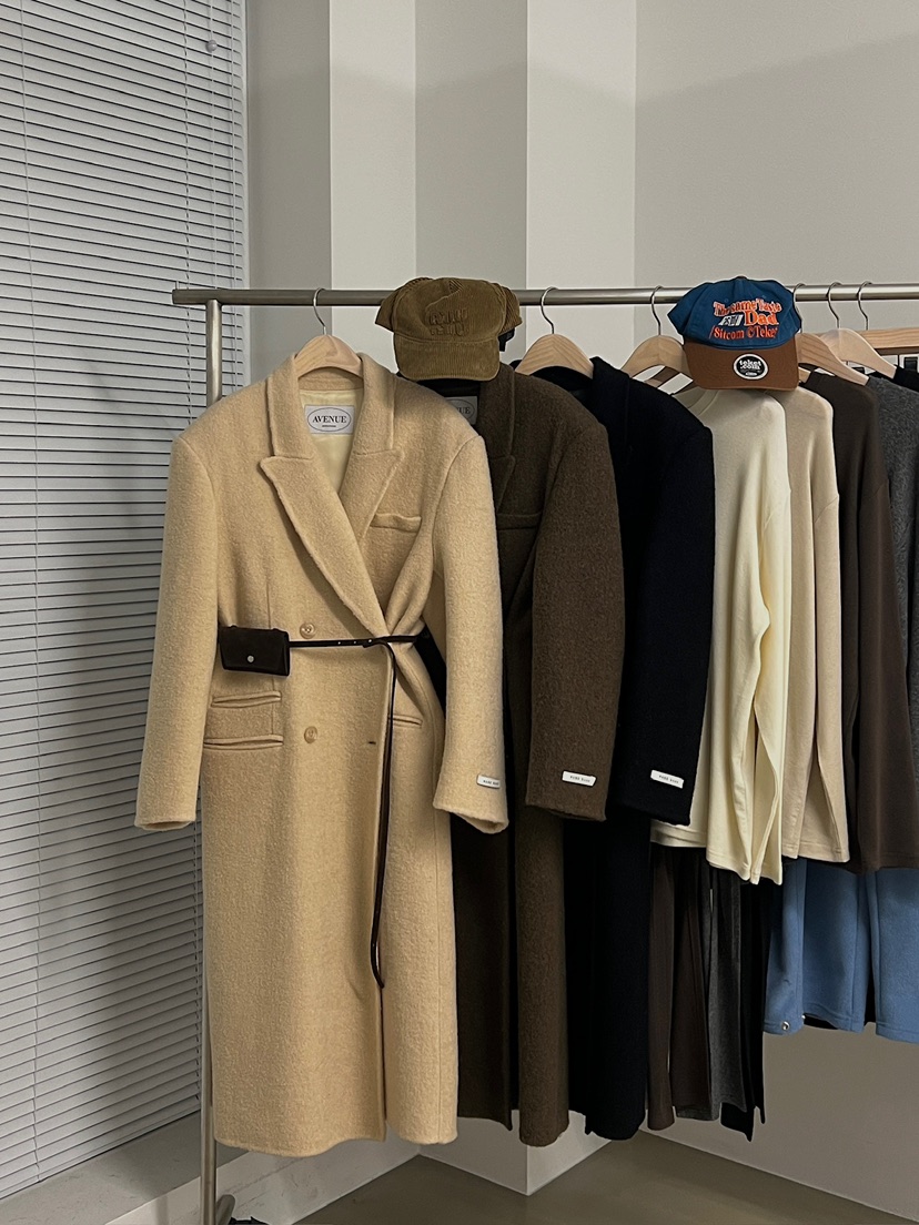 ANOTHER AVENUE東大門㊣代購女士新款人氣中長款大衣羊駝毛手工羊毛ANOTHER AVENUE中長款大衣