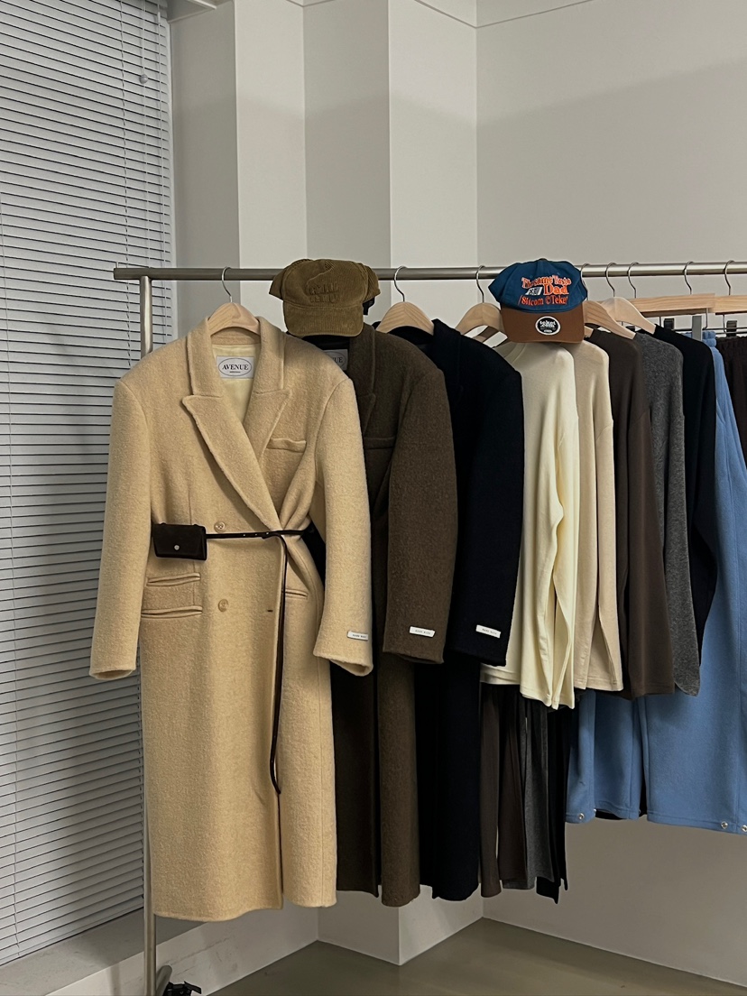ANOTHER AVENUE東大門㊣代購女士新款人氣中長款大衣羊駝毛手工羊毛ANOTHER AVENUE中長款大衣