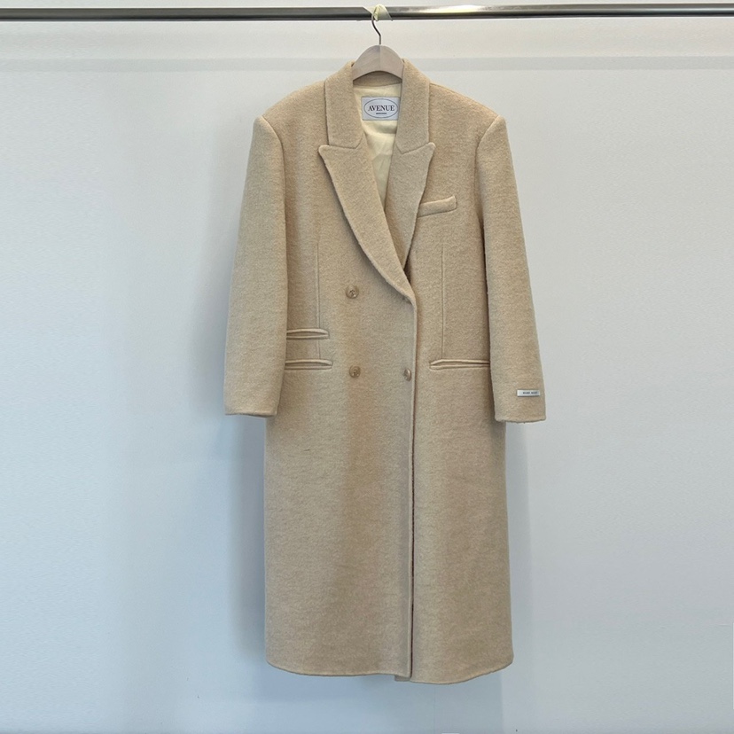 ANOTHER AVENUE東大門㊣代購女士新款人氣中長款大衣羊駝毛手工羊毛ANOTHER AVENUE中長款大衣圖色2