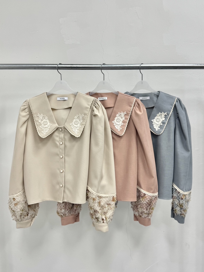 MOSMOS韓國代購㊣女裝新款休閑時尚熱賣真品人氣襯衫蕾絲衫MOSMOS襯衫/蕾絲衫