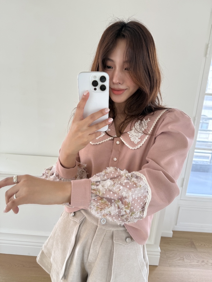 MOSMOS韓國代購㊣女裝新款休閑時尚熱賣真品人氣襯衫蕾絲衫MOSMOS襯衫/蕾絲衫