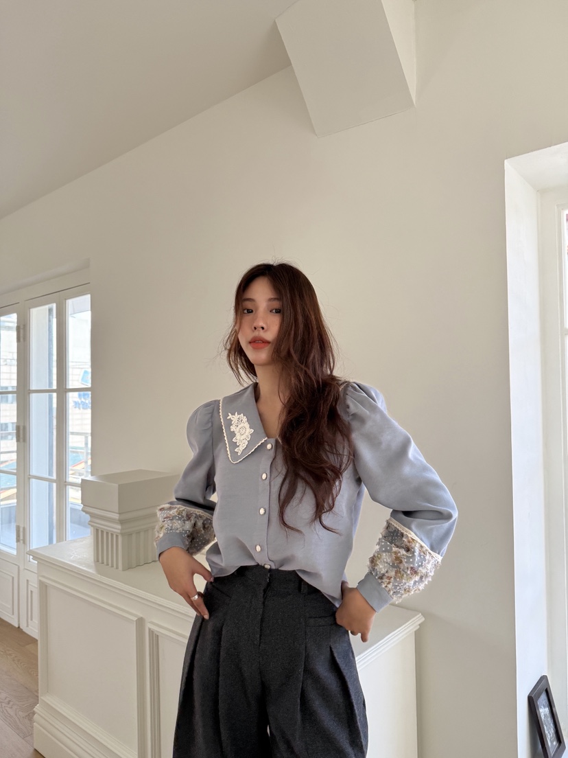 MOSMOS韓國代購㊣女裝新款休閑時尚熱賣真品人氣襯衫蕾絲衫MOSMOS襯衫/蕾絲衫