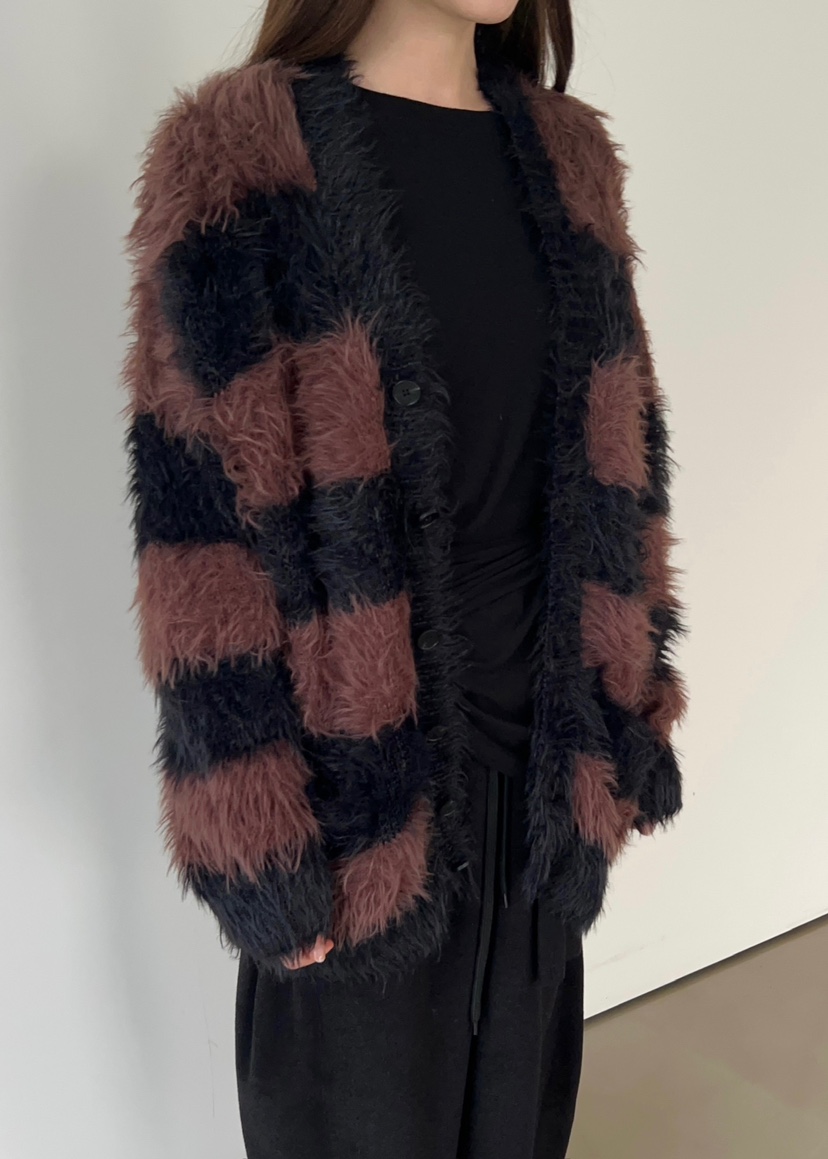 ANOTHER AVENUE東大門㊣實拍女裝新品25秋冬針織衫開衫條紋ANOTHER AVENUE針織衫