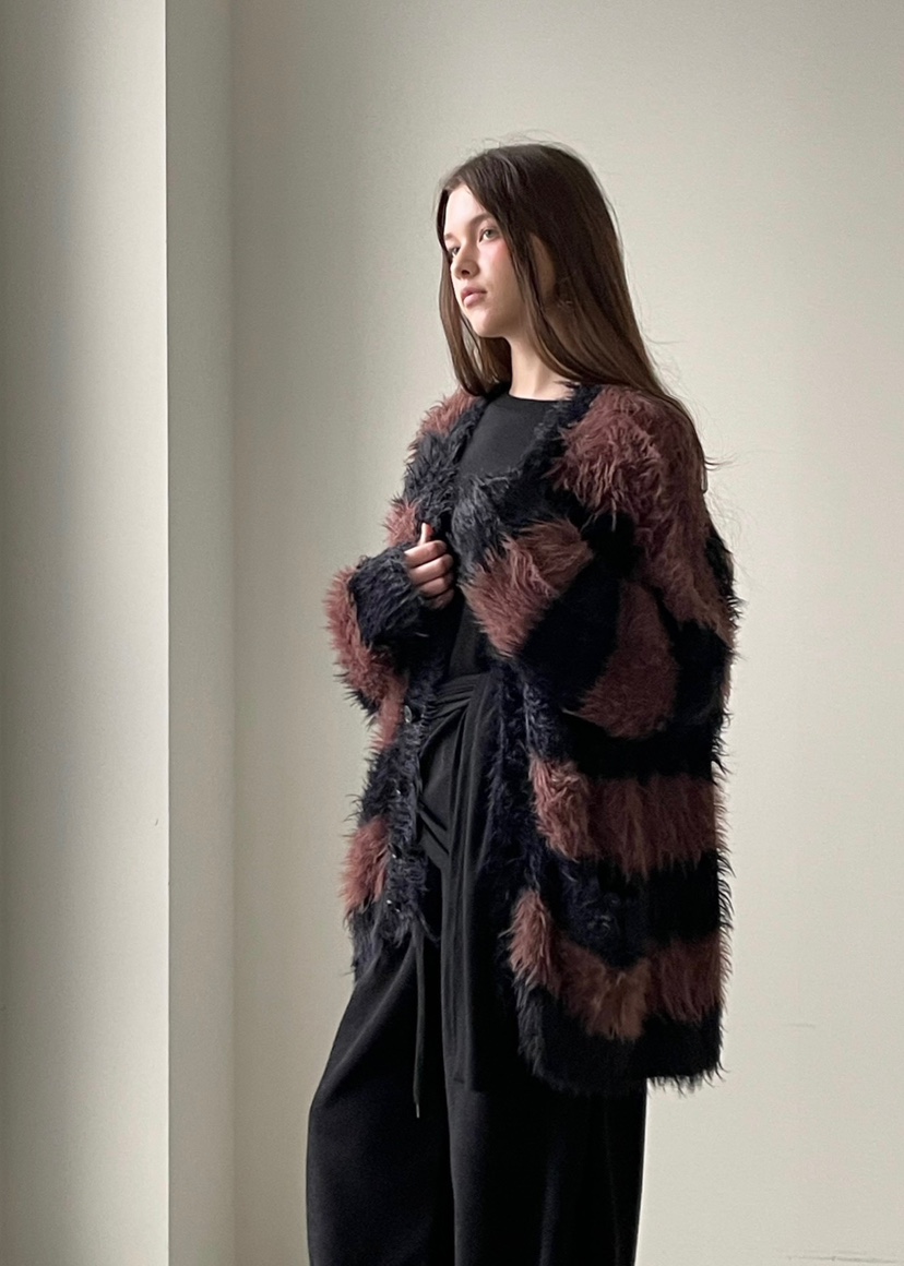 ANOTHER AVENUE東大門㊣實拍女裝新品25秋冬針織衫開衫條紋ANOTHER AVENUE針織衫