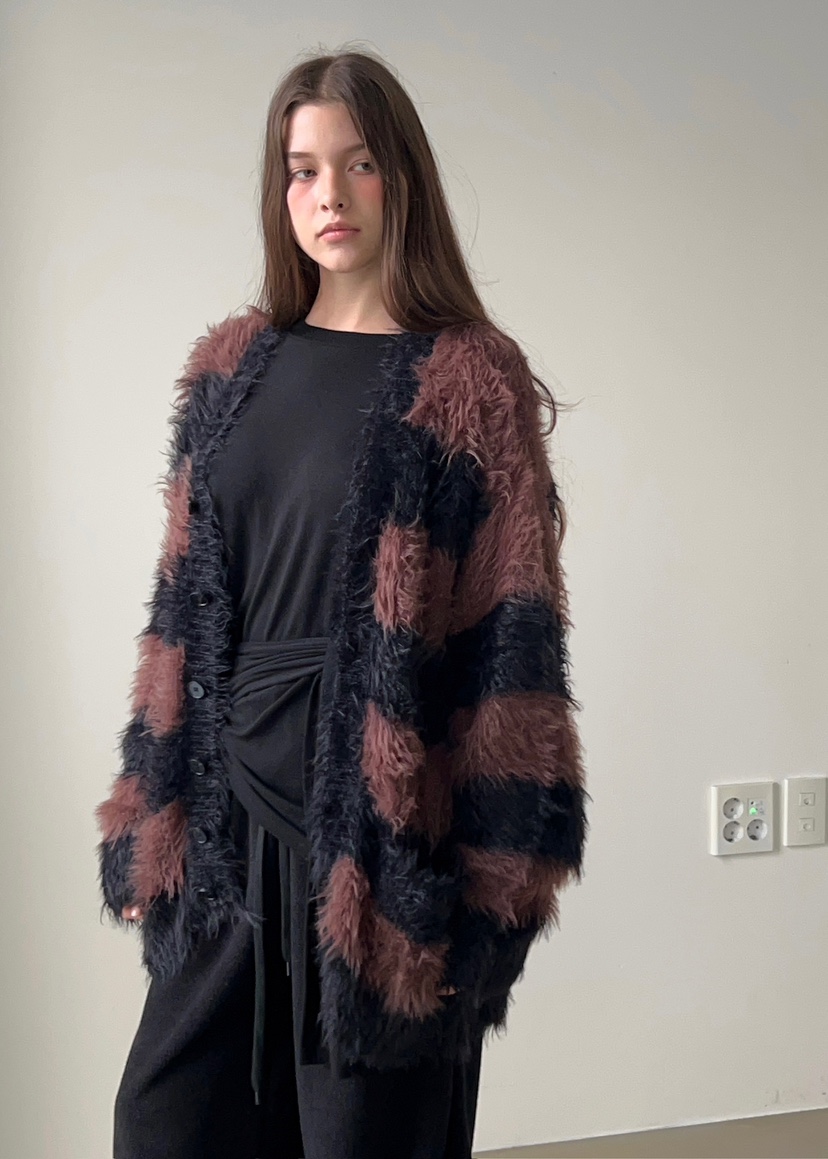 ANOTHER AVENUE東大門㊣實拍女裝新品25秋冬針織衫開衫條紋ANOTHER AVENUE針織衫