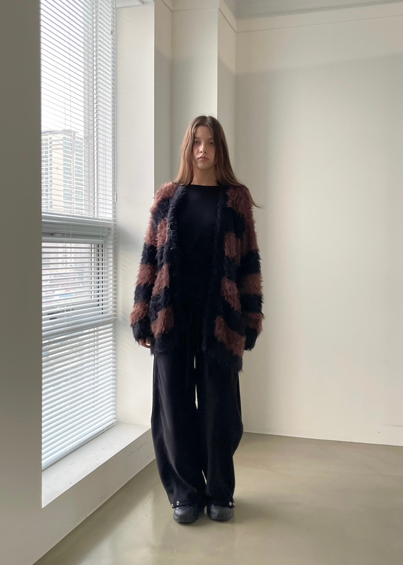 ANOTHER AVENUE東大門㊣實拍女裝新品25秋冬針織衫開衫條紋ANOTHER AVENUE針織衫