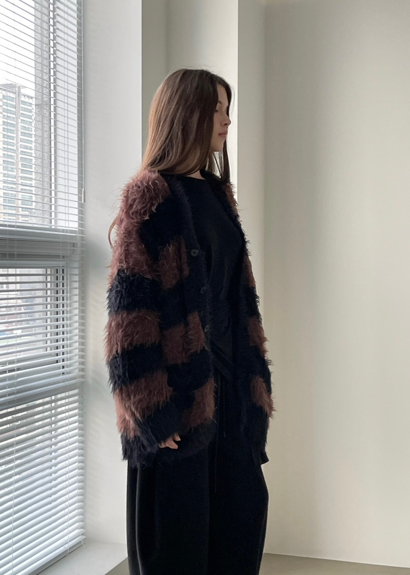 ANOTHER AVENUE東大門㊣實拍女裝新品25秋冬針織衫開衫條紋ANOTHER AVENUE針織衫