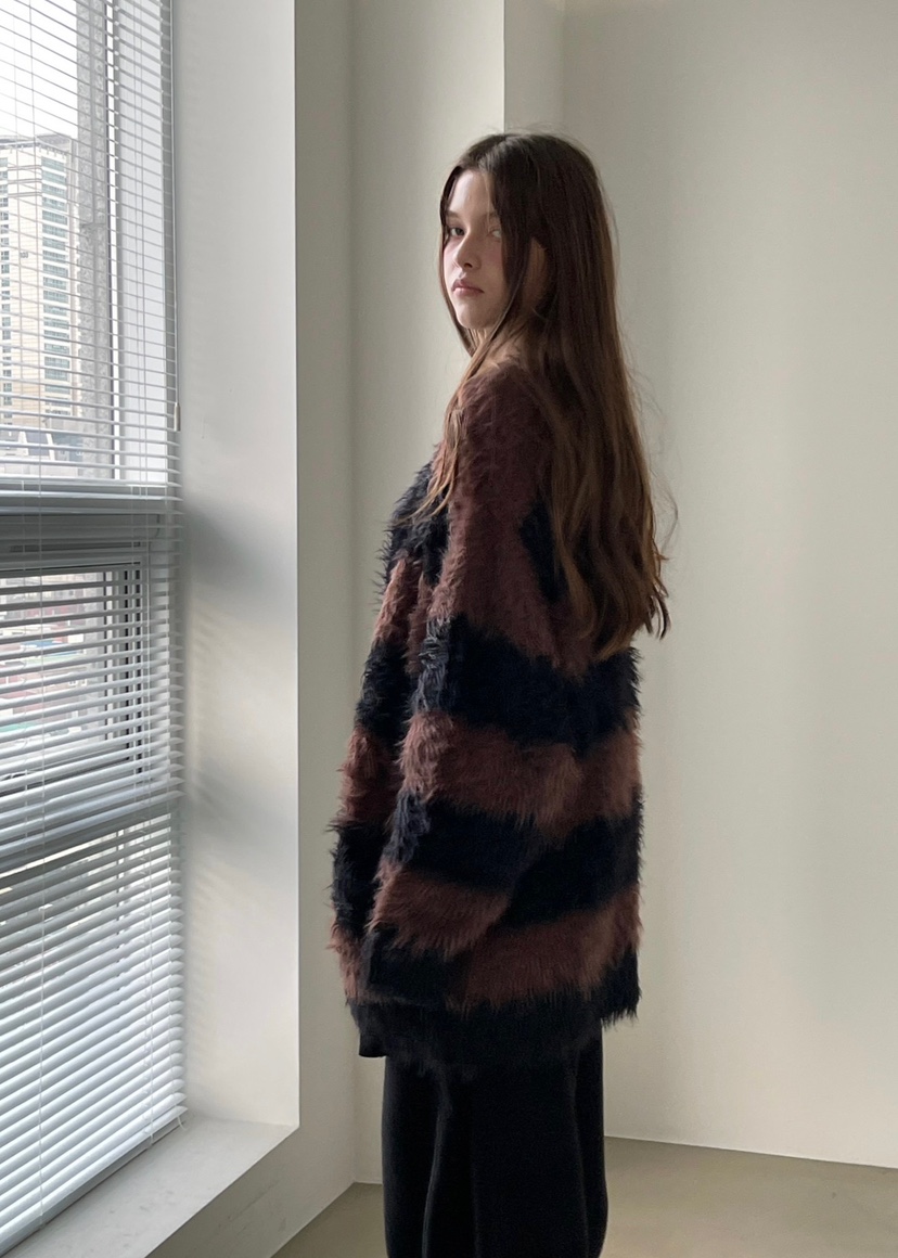 ANOTHER AVENUE東大門㊣實拍女裝新品25秋冬針織衫開衫條紋ANOTHER AVENUE針織衫