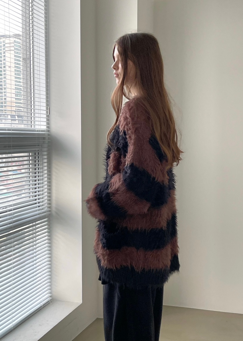 ANOTHER AVENUE東大門㊣實拍女裝新品25秋冬針織衫開衫條紋ANOTHER AVENUE針織衫