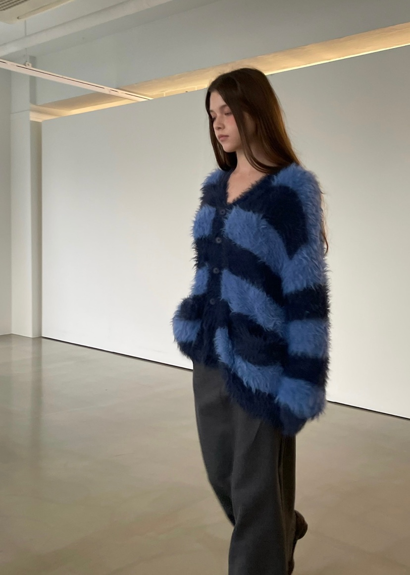 ANOTHER AVENUE東大門㊣實拍女裝新品25秋冬針織衫開衫條紋ANOTHER AVENUE針織衫