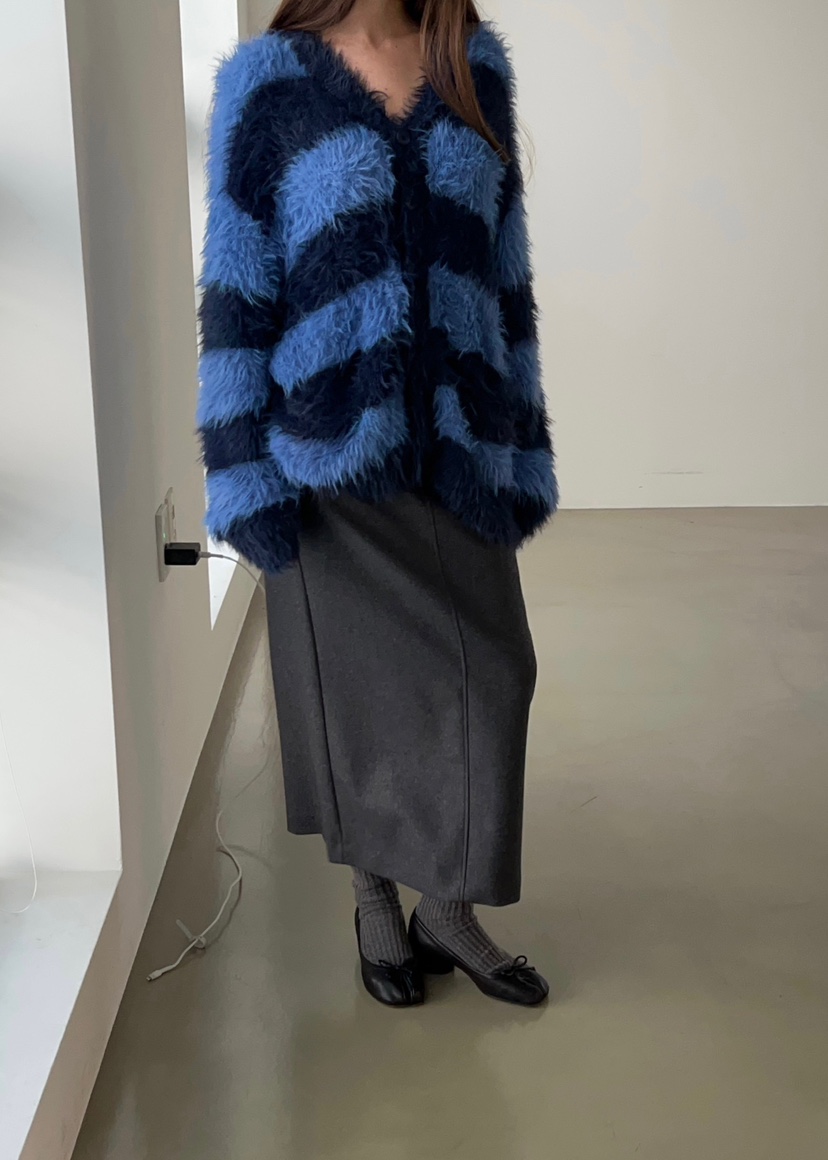 ANOTHER AVENUE東大門㊣實拍女裝新品25秋冬針織衫開衫條紋ANOTHER AVENUE針織衫