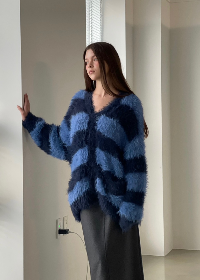 ANOTHER AVENUE東大門㊣實拍女裝新品25秋冬針織衫開衫條紋ANOTHER AVENUE針織衫