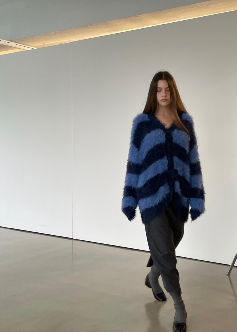 ANOTHER AVENUE東大門㊣實拍女裝新品25秋冬針織衫開衫條紋ANOTHER AVENUE針織衫