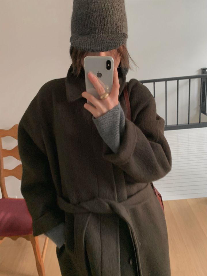 MARE東大門㊣實拍女士新款熱賣休閑職業人氣中長款大衣含腰帶MARE中長款大衣