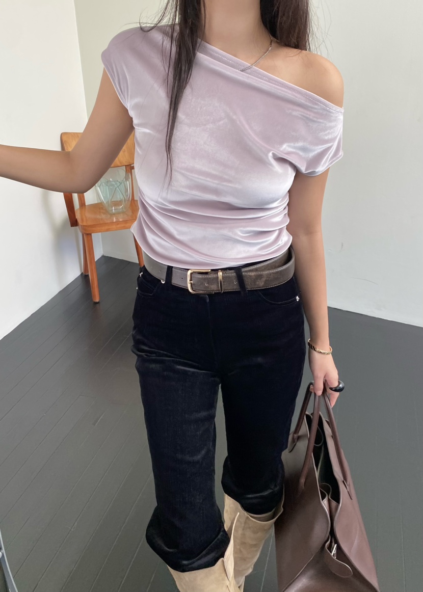 OUPPT東大門㊣實拍女士新品推薦職業熱賣休閑25秋冬T恤天鵝絨OUPPTT恤