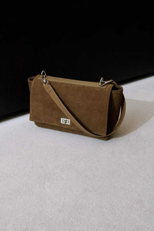 TROUVAILLE韓國代購㊣女裝新品熱賣時尚休閑單肩斜跨包牛皮絨TROUVAILLE單肩/斜跨包