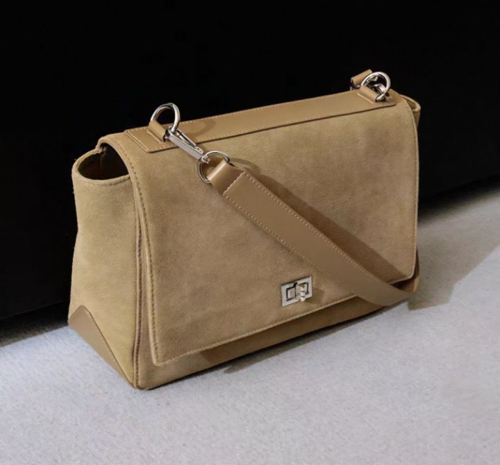 TROUVAILLE韓國代購㊣女裝新品熱賣時尚休閑單肩斜跨包牛皮絨TROUVAILLE單肩/斜跨包