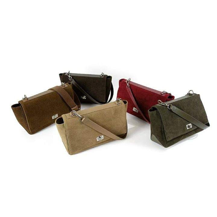 TROUVAILLE韓國代購㊣女裝新品熱賣時尚休閑單肩斜跨包牛皮絨TROUVAILLE單肩/斜跨包