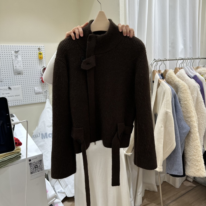 HANSUNGHYUN東大門㊣直郵女士新品人氣25秋冬毛衣羊毛拉鏈腰帶HANSUNGHYUN毛衣圖色3