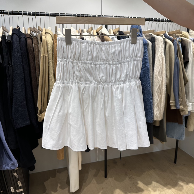 OVERTAKE東大門㊣代購女裝新品休閑時尚熱賣職業真品短裙褶皺OVERTAKE短裙圖色1