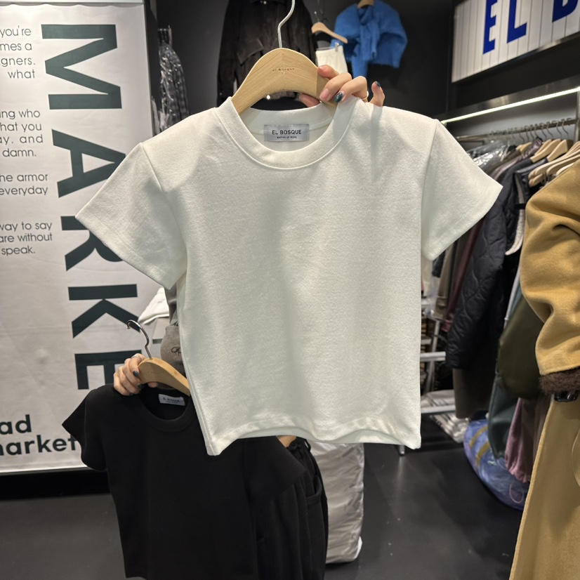 EL BOSQUE韓國代購㊣女士新品人氣25秋冬時尚真品休閑熱賣T恤EL BOSQUET恤圖色1