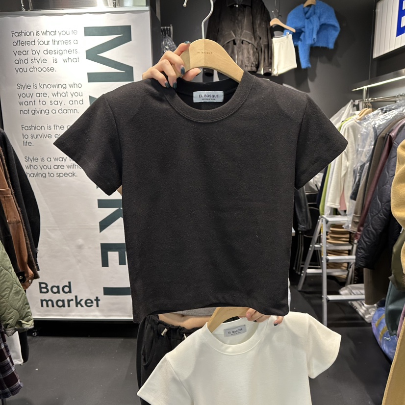 EL BOSQUE韓國代購㊣女士新品人氣25秋冬時尚真品休閑熱賣T恤EL BOSQUET恤圖色2
