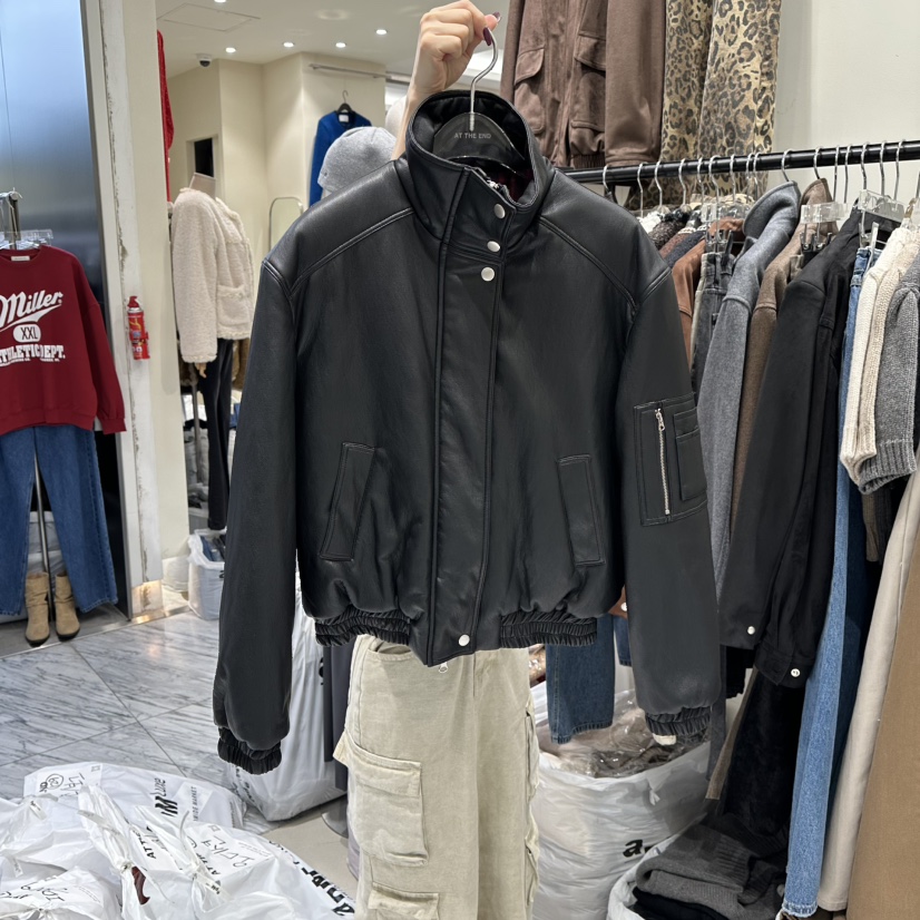 AT THE END東大門㊣直郵女裝新品熱賣時尚推薦人氣25秋冬夾克AT THE END夾克圖色1黑色