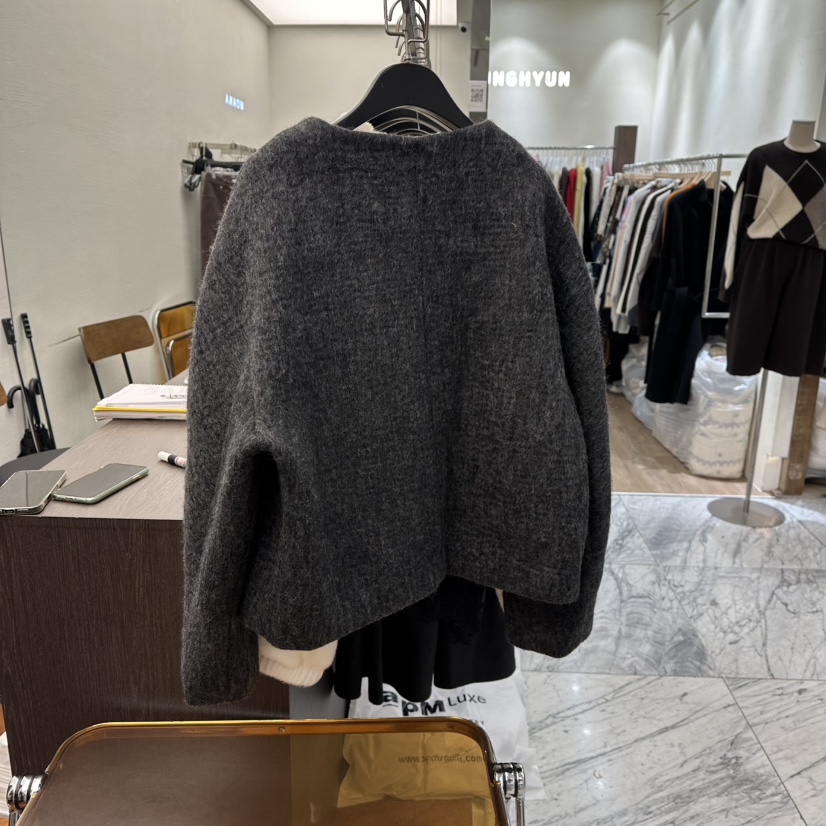 MOANA東大門㊣代購女士新品推薦時尚休閑真品短款大衣含圍巾MOANA短款大衣