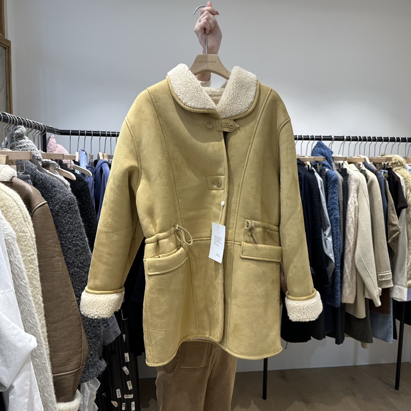 OVERTAKE東大門㊣代購女士新品時尚真品25秋冬中長款大衣加絨OVERTAKE中長款大衣圖色1