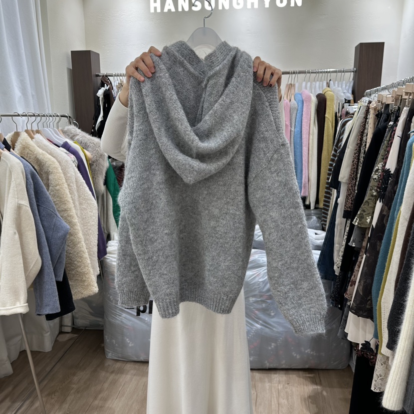 HANSUNGHYUN韓國代購㊣女士新品熱賣毛衣羊毛帽含帽子套裝寬松HANSUNGHYUN毛衣