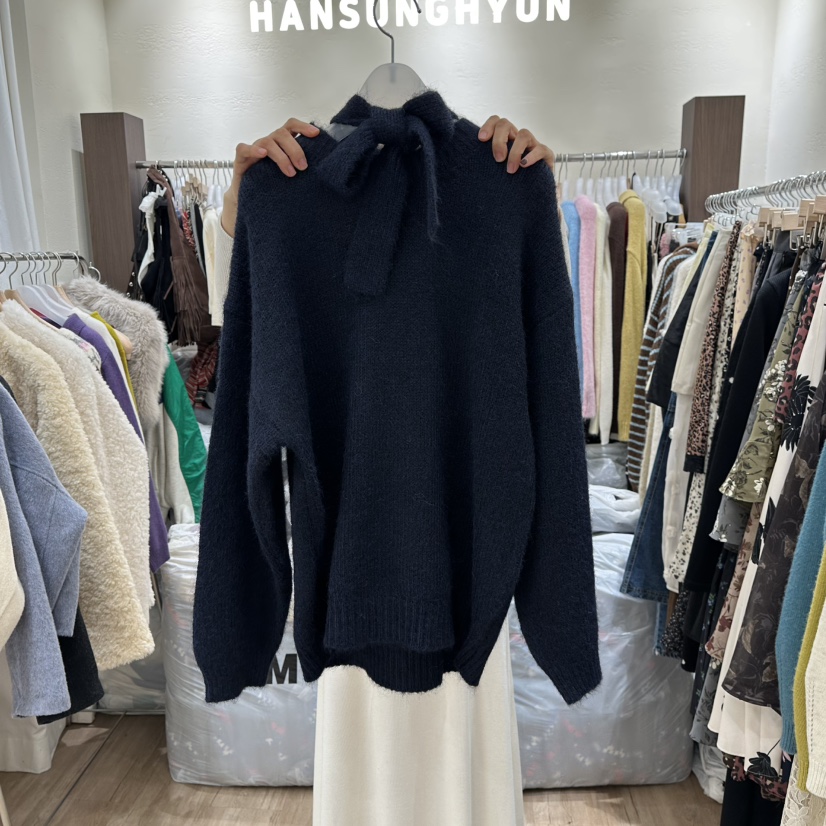 HANSUNGHYUN韓國代購㊣女士新品熱賣毛衣羊毛帽含帽子套裝寬松HANSUNGHYUN毛衣圖色3
